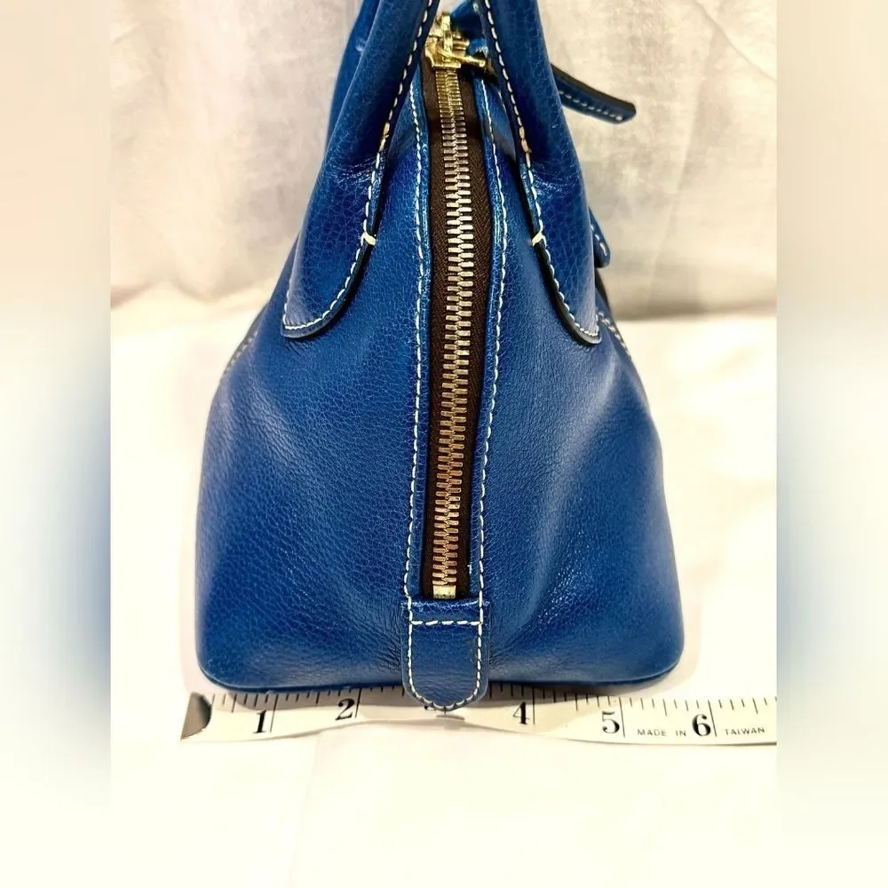 Dooney & Bourke Vintage Designer Lucca Y2K Blue Leather Satchel Purse Handbag